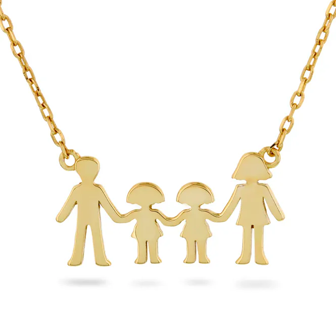 Hovedbilde Familiesmykke i sølv mor, far, og  to jenter 990054