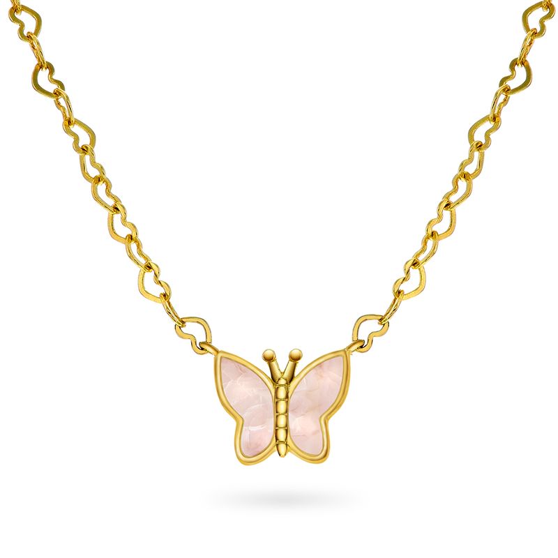 Smykke forgylt sølv rosa sommerfugl 25502