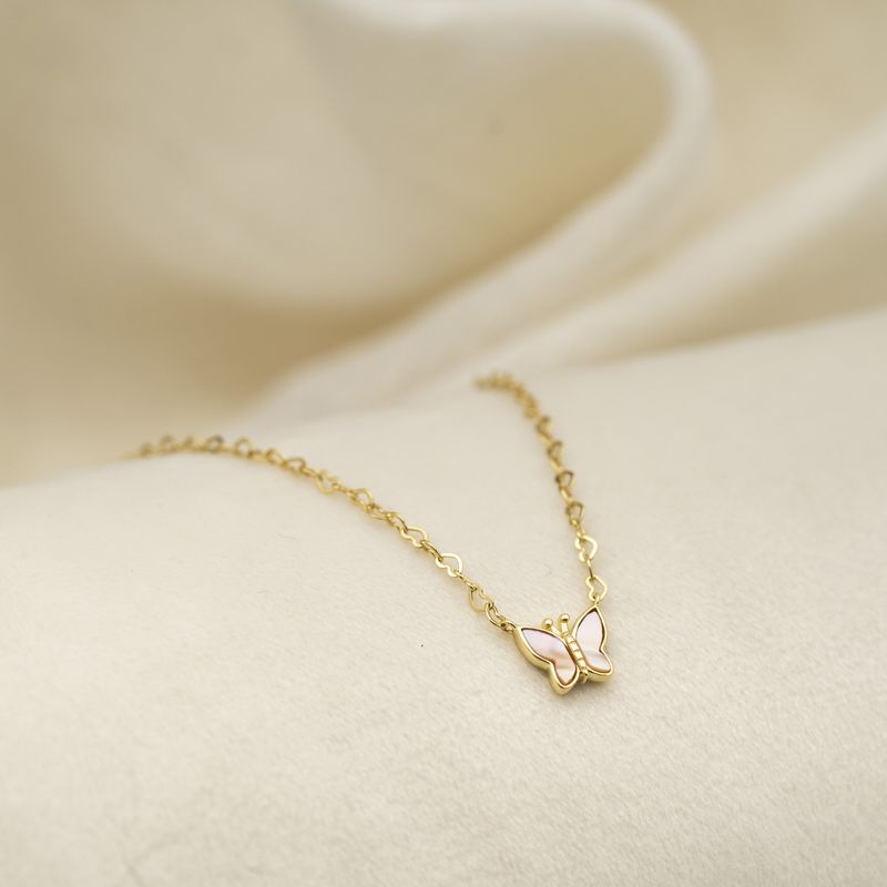 Smykke forgylt sølv rosa sommerfugl 25502