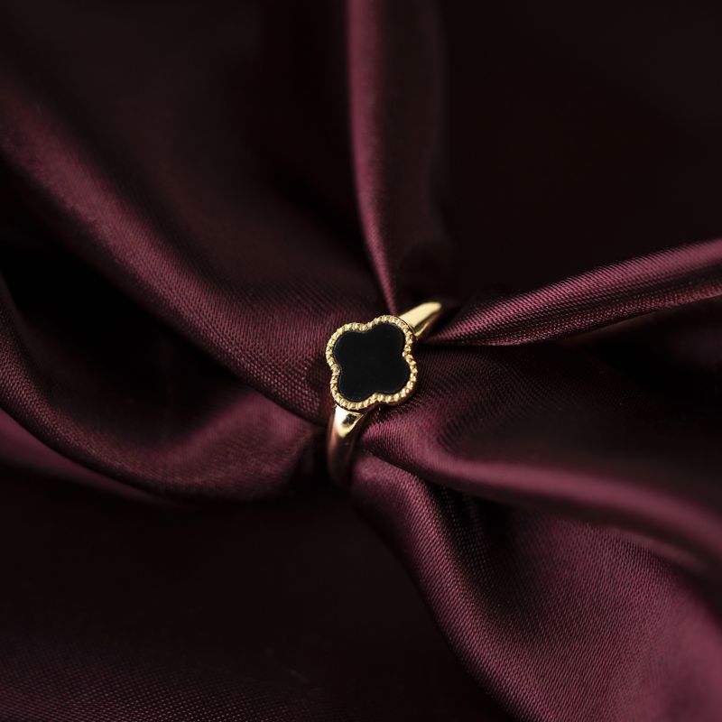 Kløver ring sølv sort 992379