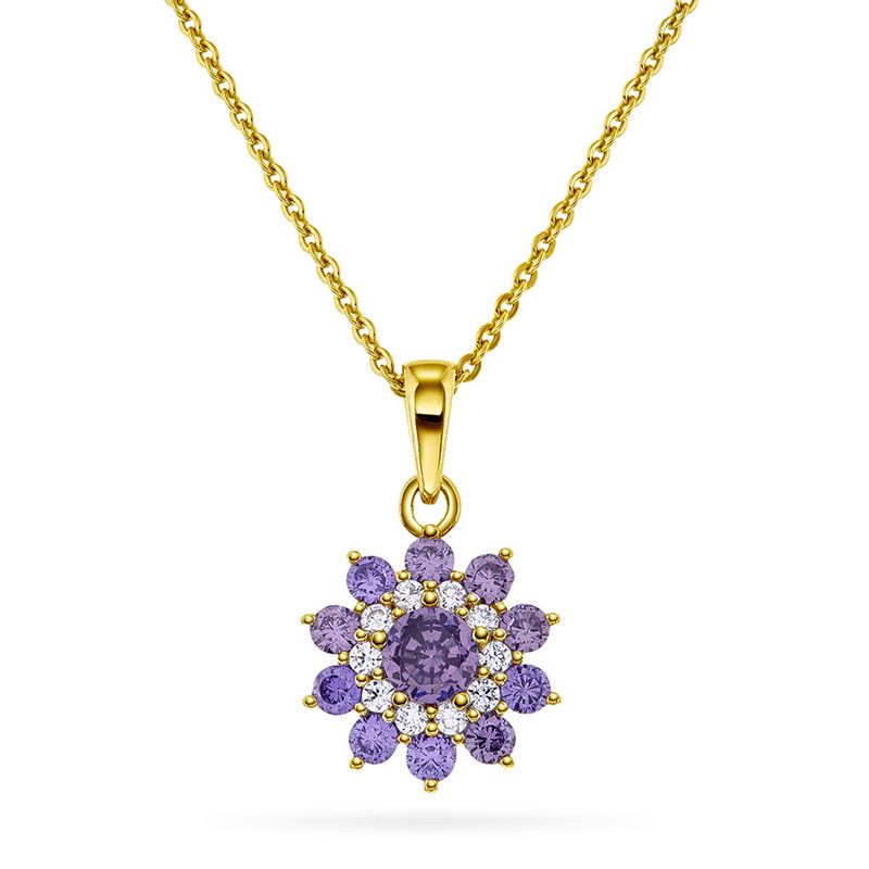 Pan Jewelery Trend Napoli smykke i forgylt sølv med lilla og blank zirkonia 992290
