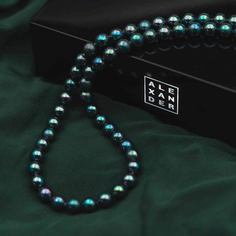 Sort perlekjede 6 mm 972515