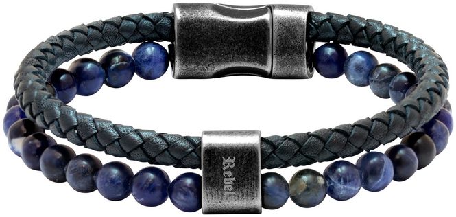 Hovedbilde  Bracelet Karma navy braided leather strap and Lapis HB562206