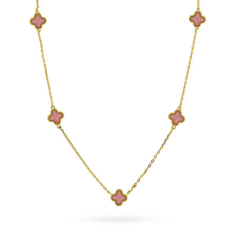 Kløver smykke i sølv rosa 992032