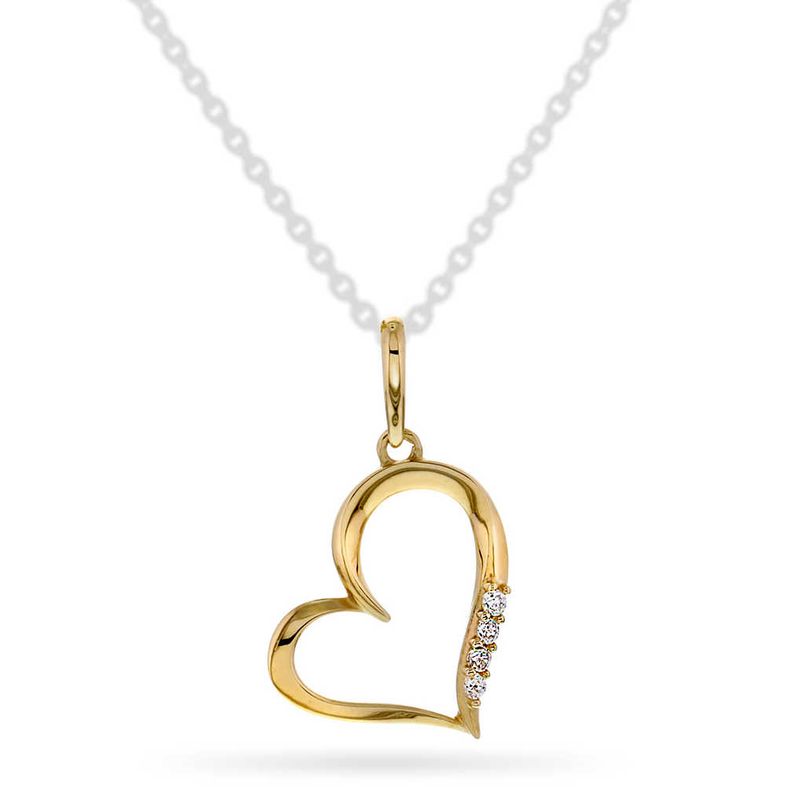 Anheng i gultgull med zirkonia hjerte 56941