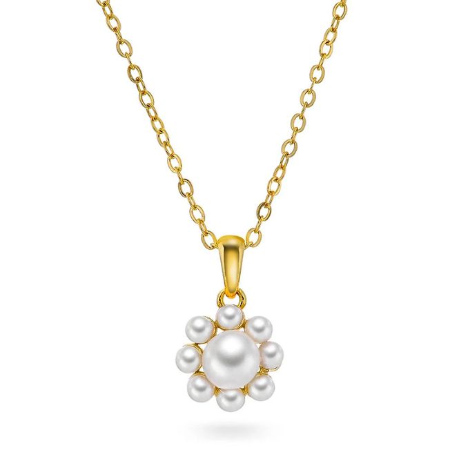 Hovedbilde Perleblomst smykke forgylt sølv ferskvannsperler 992598