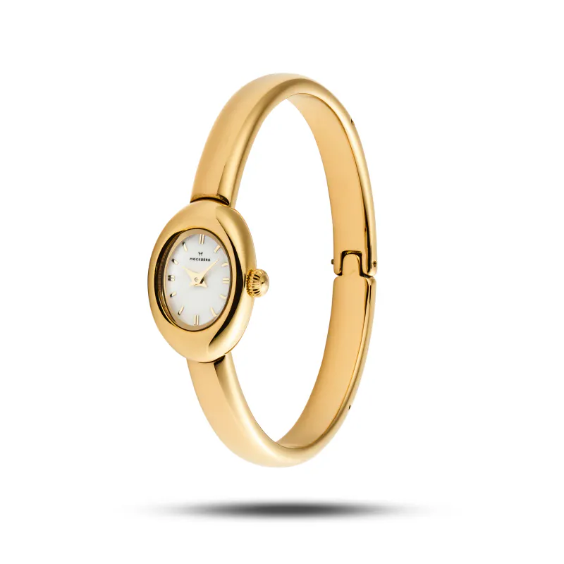 Belle Oval Petite Bangle Watch Gullfarget stål / Hvit / Large