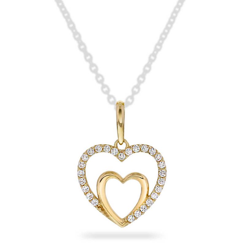 Anheng i gull med zirkonia hjerte 56940
