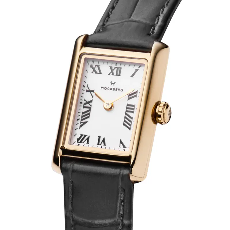 Mockberg Timeless Sort lær gullfarget MB0245