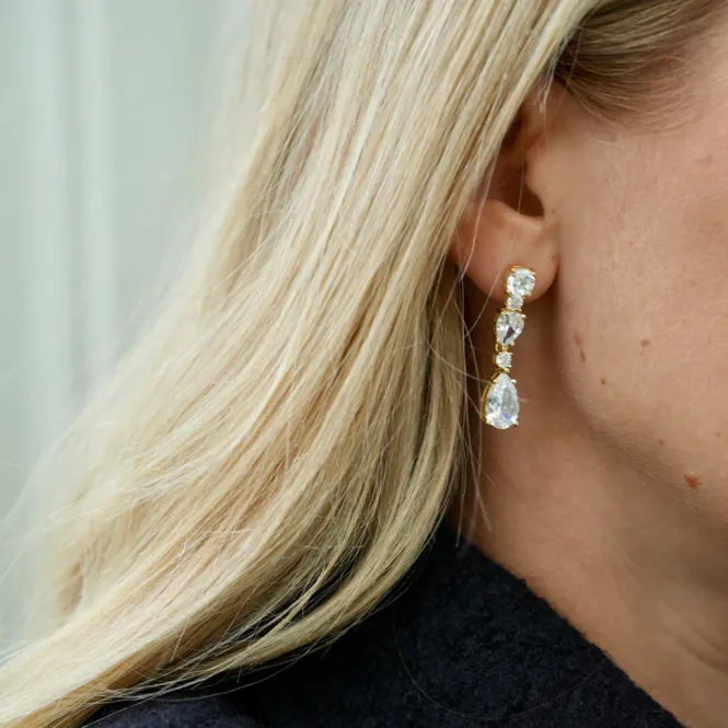 Hovedbilde Sandra Lyng Øredobber diva drop forgylt sølv zirkonia 48186