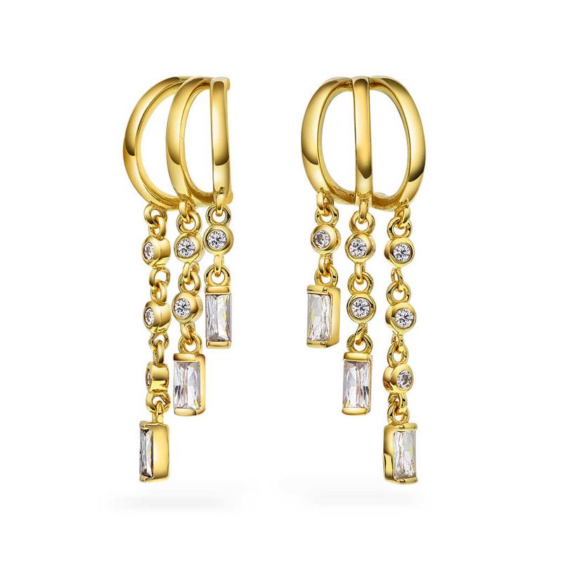 Rio radiance øredobber i forgylt sølv med blank zirkon 992925