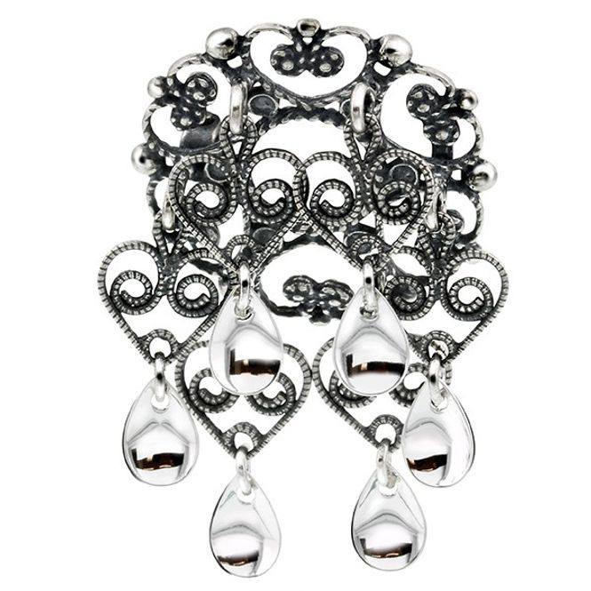 Hovedbilde Sølje oksidert sølv med løv 61017