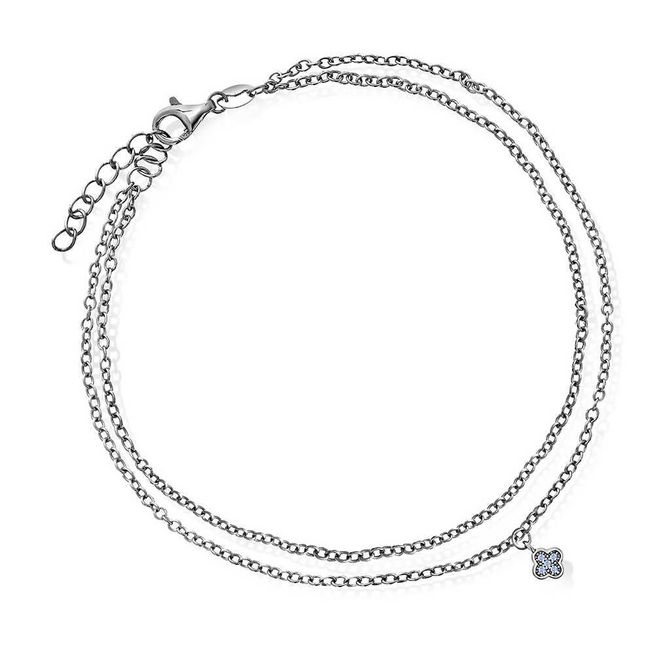 Hovedbilde Ankelkjede i sølv med hvit zirkonia kløver 44548.25