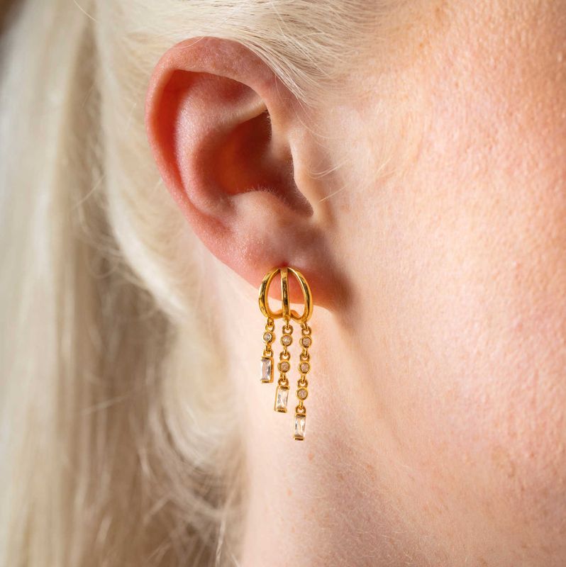 Rio radiance øredobber i forgylt sølv med blank zirkon 992925