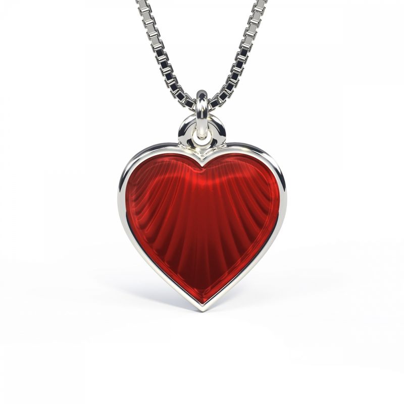 Halskjede i sølv - Rødt hjerte 119711