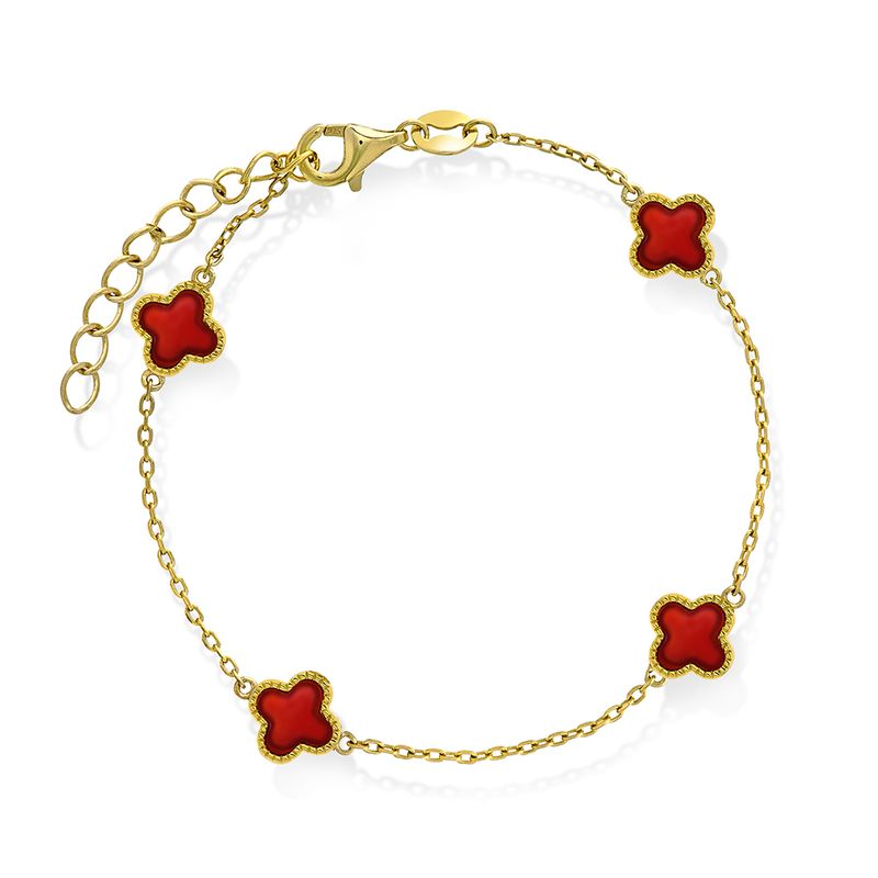 Kløver armbånd sølv dyp rød 992440