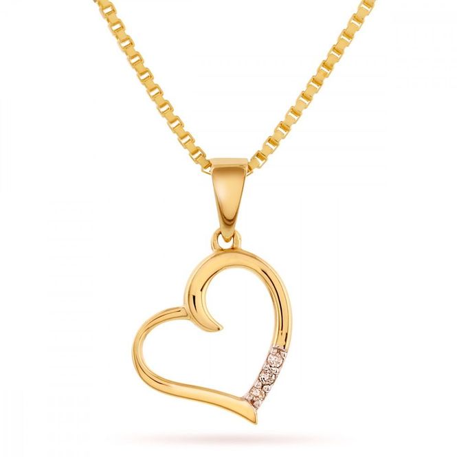 Hovedbilde Anheng gult gull hjerte diamanter 52524