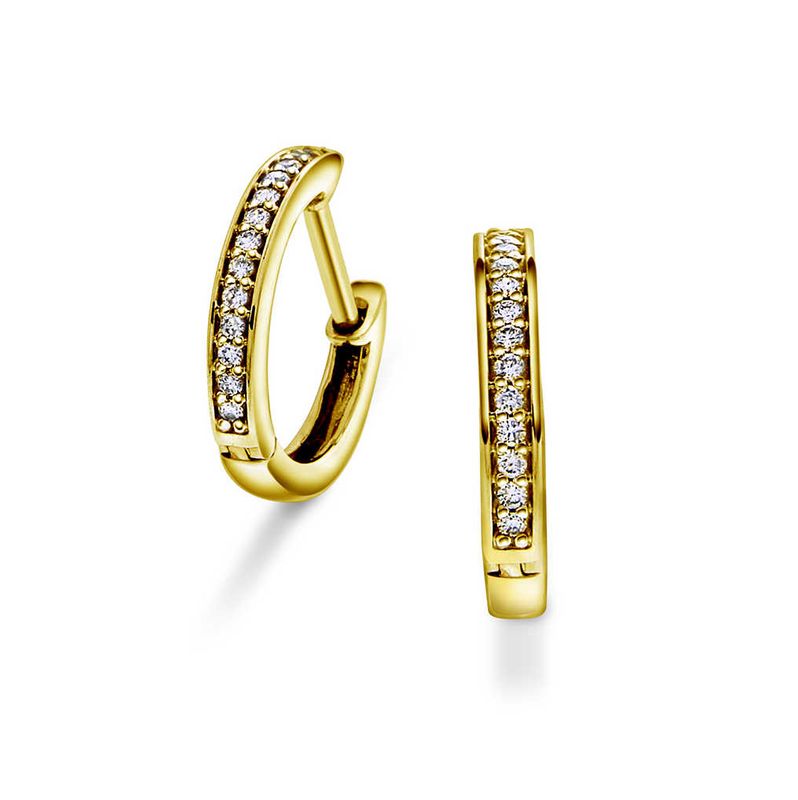 EC Øreringer i gult gull med diamant 0,08 ct WSI 24150020