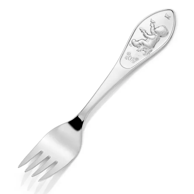 Hovedbilde Du som metter liten fugl Barnegaffel i sølv, til gutt 9809