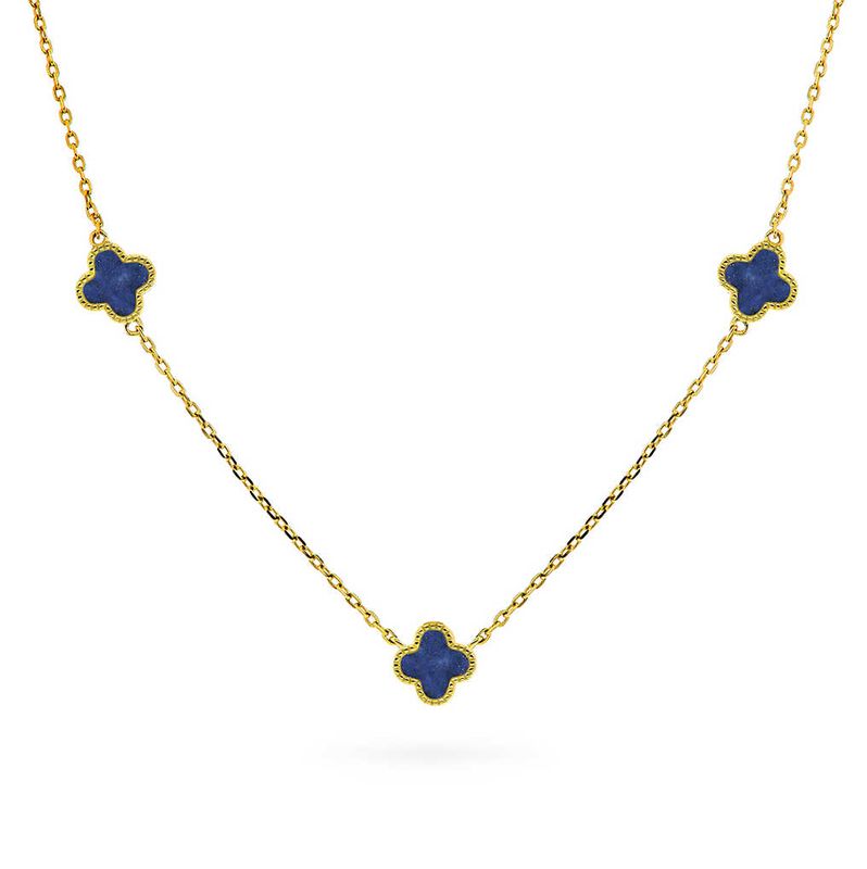 Kløver smykke i sølv havblå 992033