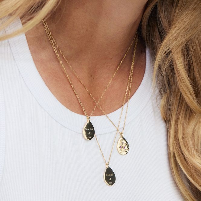 Hovedbilde Sandra Lyng Medaljong forgylt sølv / fette rå / ametyst 48121